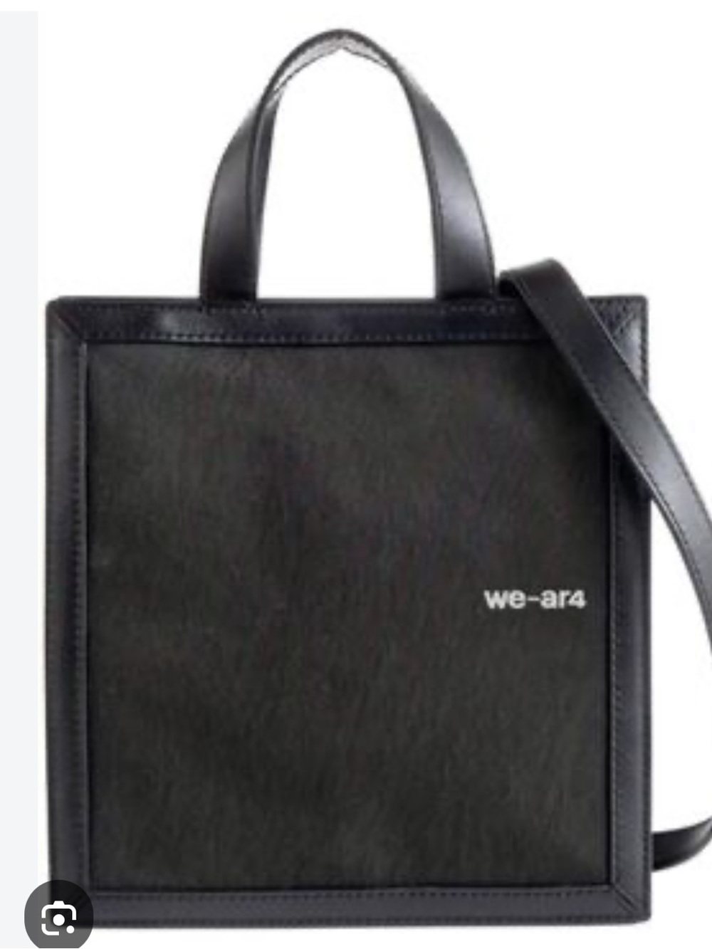 NWT We-Are4 Black Womens Leather Trim with Canvas Body Tote with Shoulder Strap